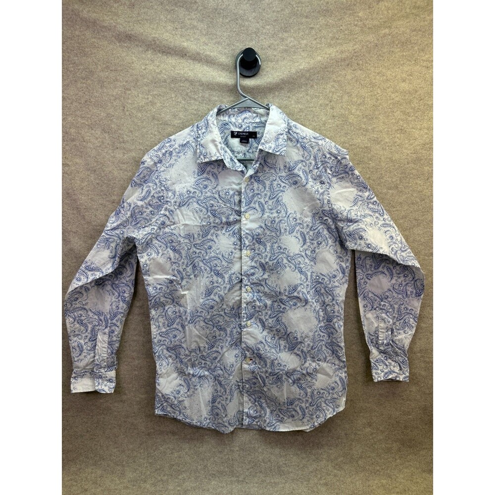 Cremieux Classics Men's Blue White Paisley Long Sleeve Button Shirt Resort
